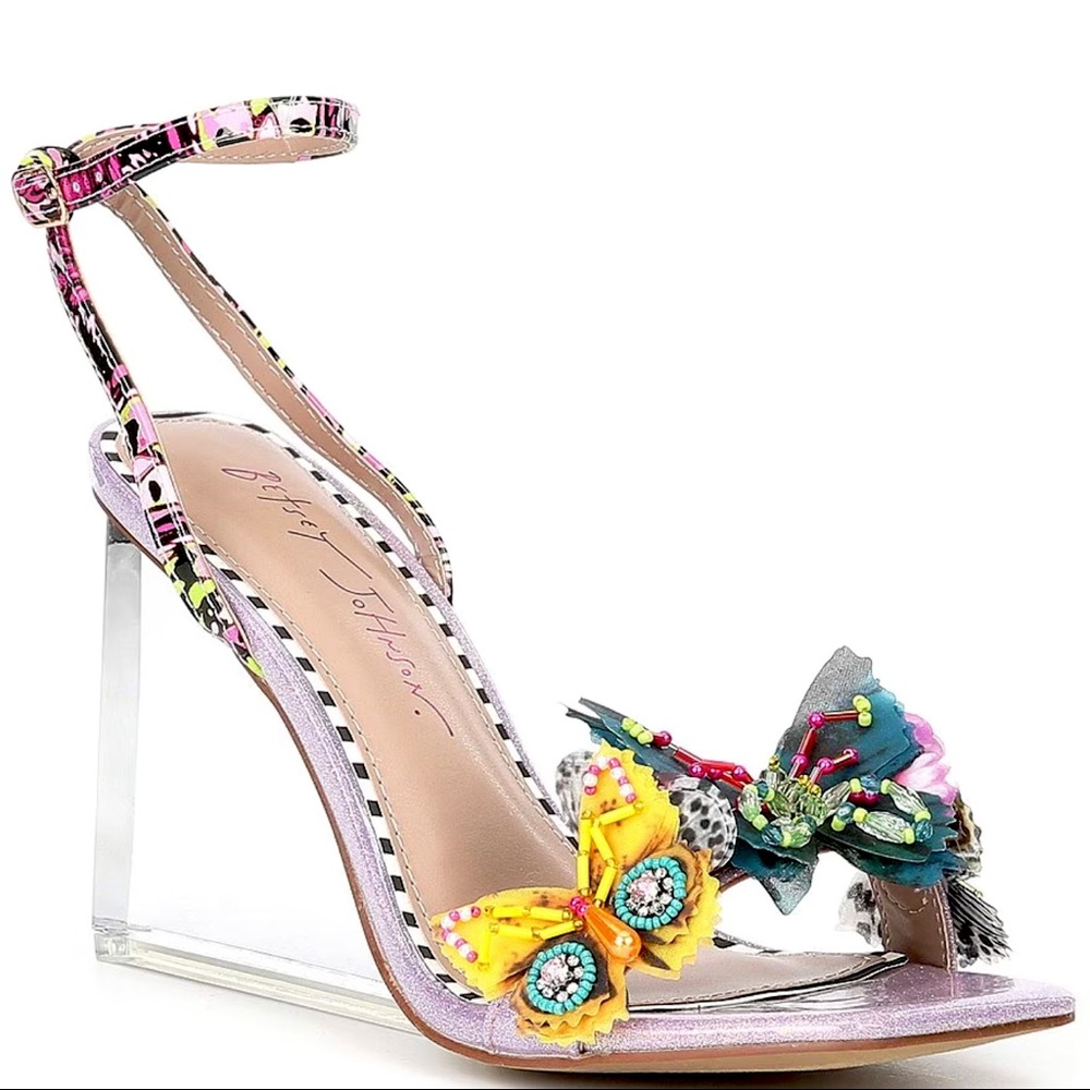 Betsey Johnson Kynlee Butterfly Clear Wedge Sandals